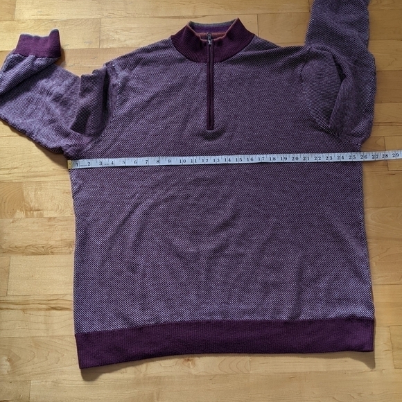 Robert Graham 1/4 zip burgundy striped sweater rainbow stand collar XXL - Picture 3 of 11